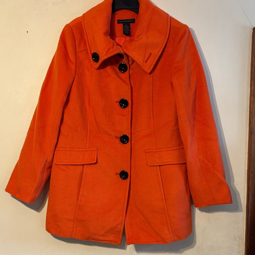 Grace Elements Bright Orange Pea Coat